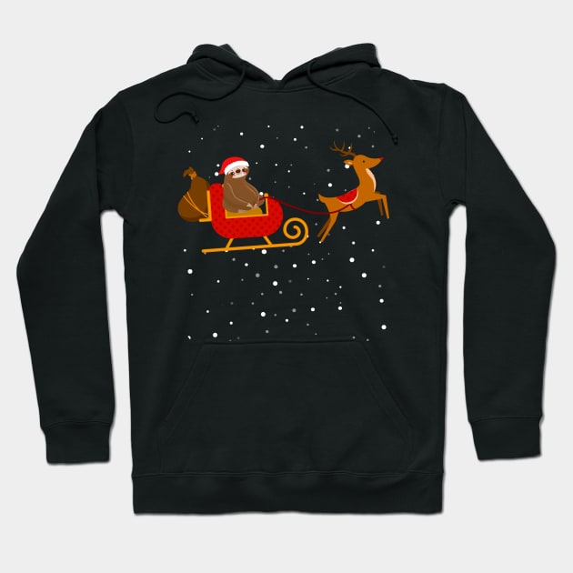 Santa Sloth Riding a Santa's reindeer-Sloth Christmas Gift Hoodie by maximel19722